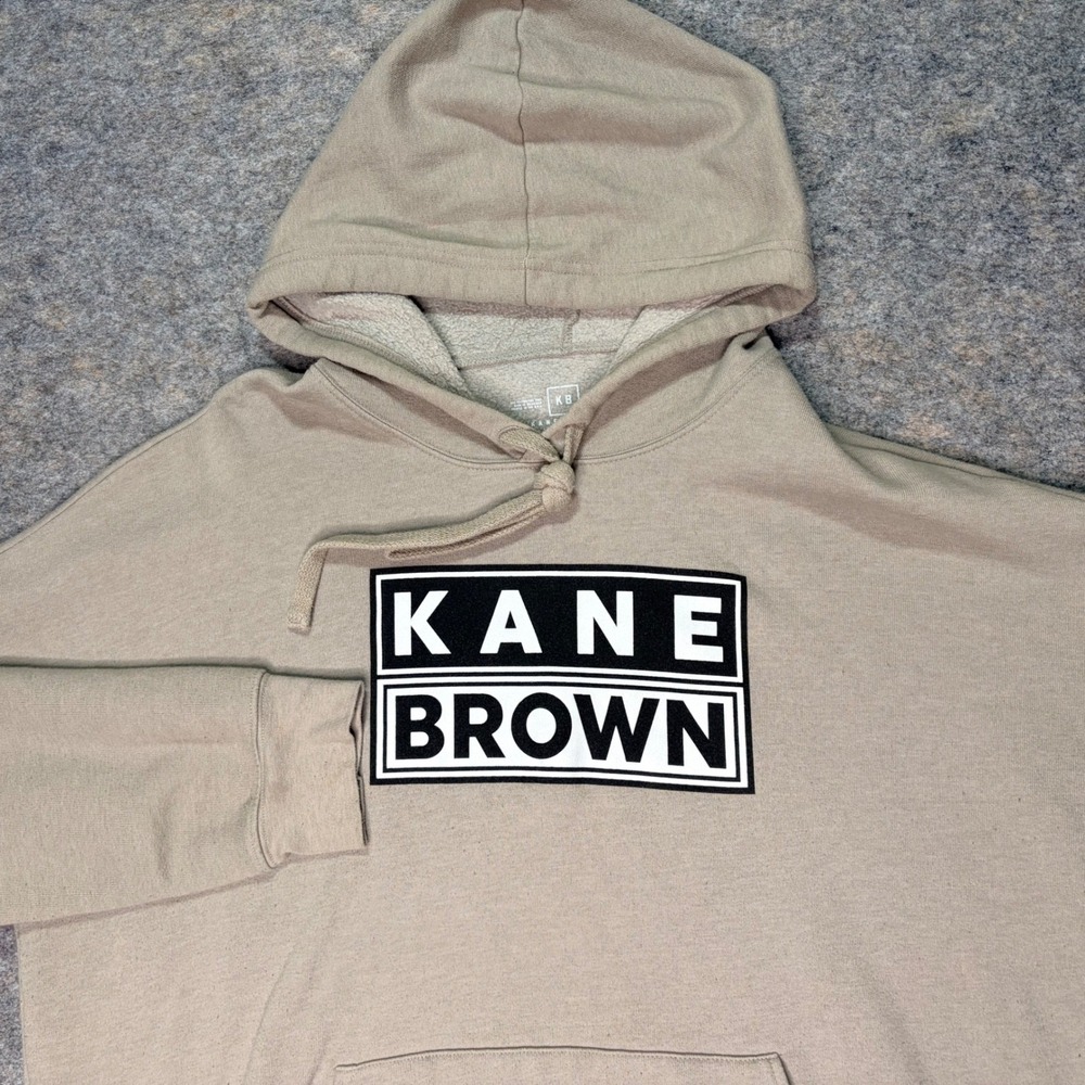Kane Brown Hoodie Sweatshirt Mens XL Tan Graphic Logo KB Country Music Pullover